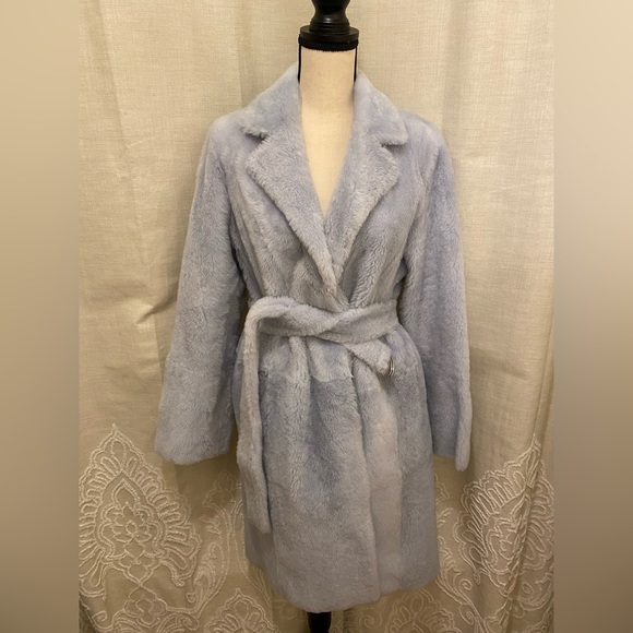 Yves Salomon belted blue shearling fur coat - Picture 6 of 12